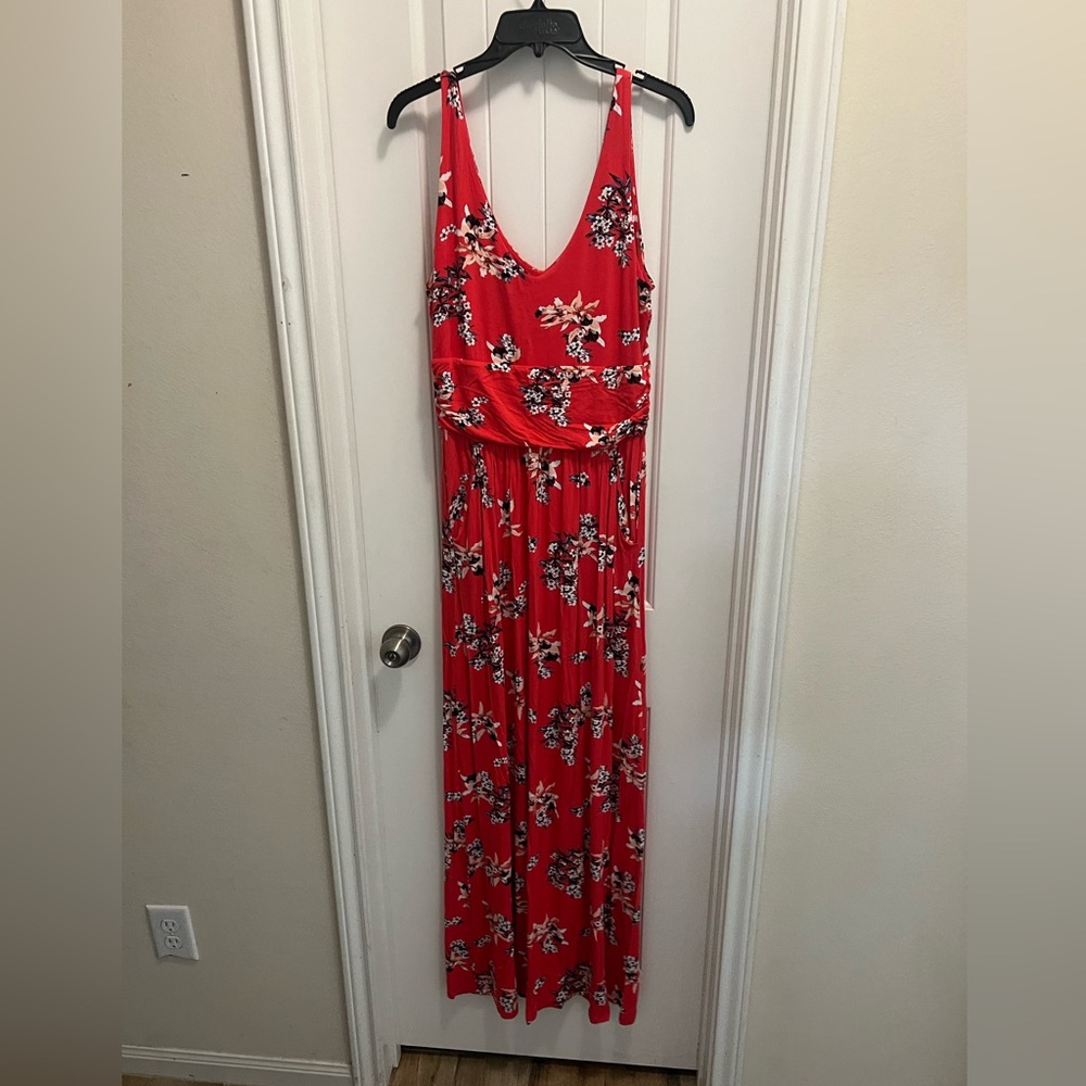 St. Tropez Red Floral Maxi Dress